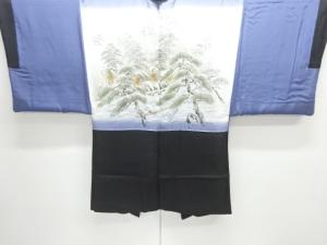 アンティーク　川下り模様肩裏紋付羽二重男物羽織